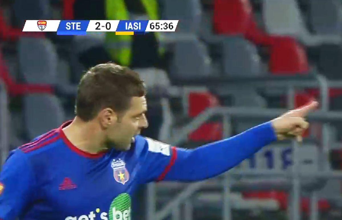 Adi Popa, nervos în CSA Steaua - Poli Iași » I-a bătut obrazul unui coleg, chiar după ce marcase