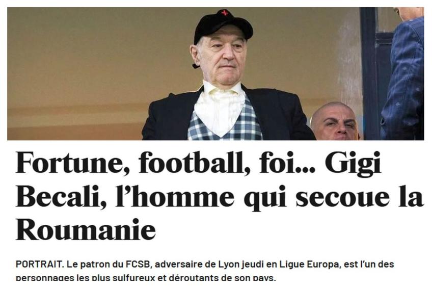Gigi Becali și titlul articolului din JDD