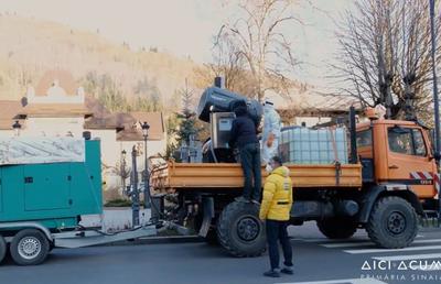 Primarul din Sinaia a scos tunul de zăpadă ca să dea cu dezinfectant: „Nu am cerut aprobarea DSP”