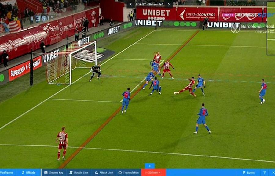 Ofsaidul de 22,8 centimetri la Safranko, care reușise golul de 2-2 / Captură Digi Sport Aliat nebănuit pentru FCSB în lupta la titlu » Cele două momente DECISIVE din primele etape ale play-off-ului