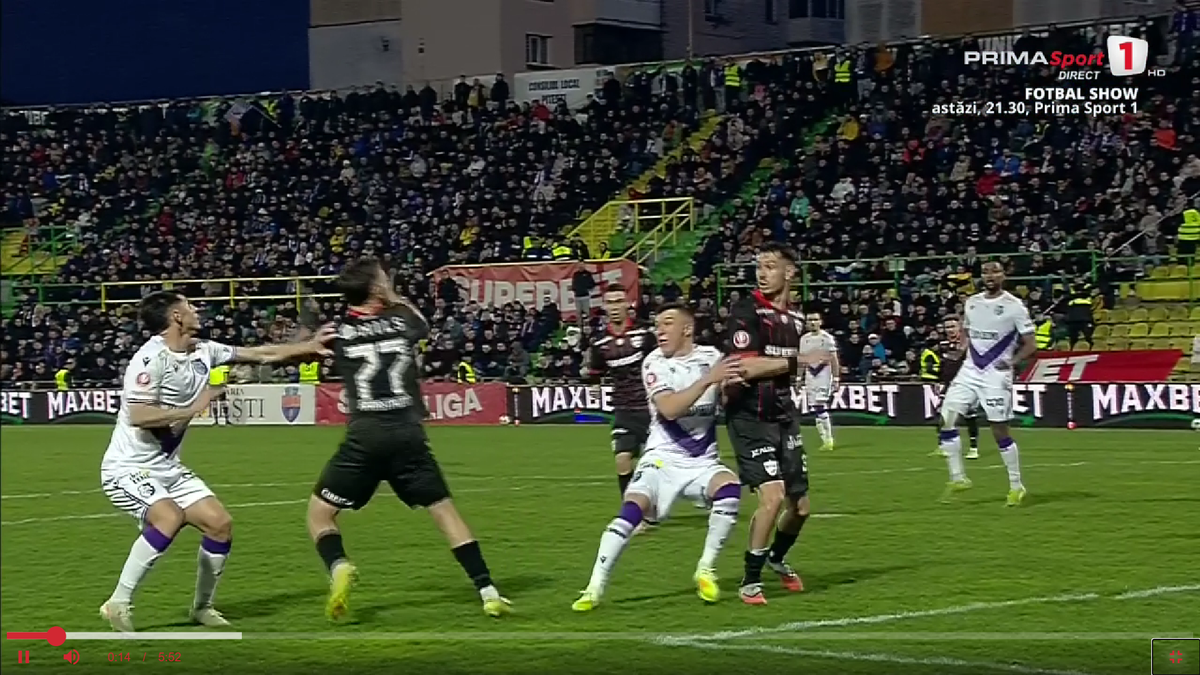 Penalty-ul primit de Argeș cu Dinamo, 4 aprilie 2026