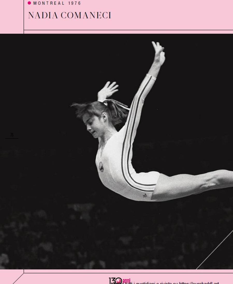 Pagina 76 din SportWeek dedicată Nadiei Comăneci Nadia Comăneci, omagiată de cel mai longeviv cotidian sportiv european: „Fata care a inventat perfecțiunea!”