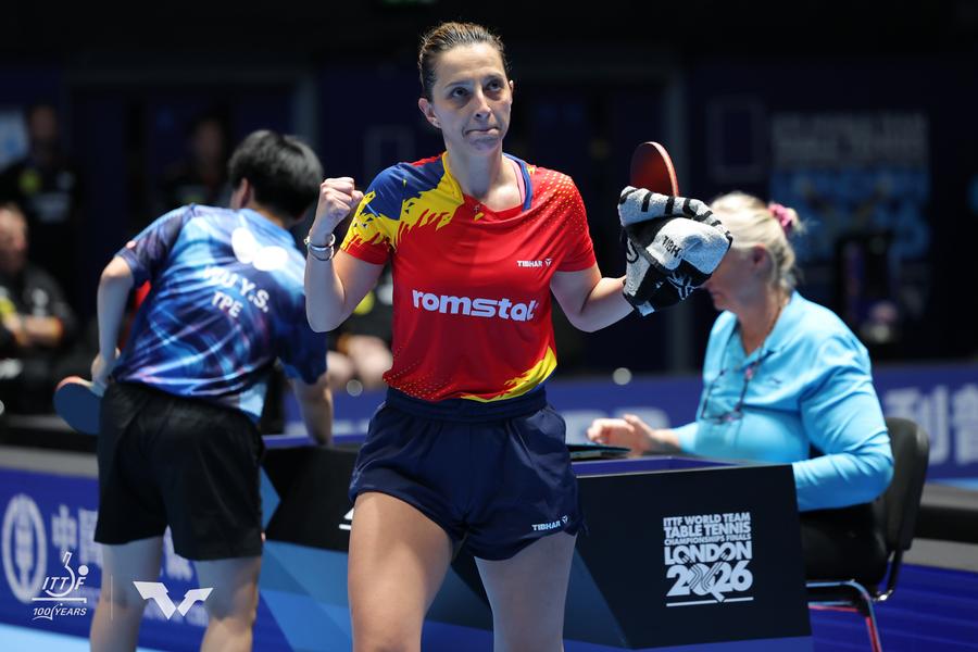 Eliza Samara la finalul meciului său FOTO ITTF Echipa feminină a României s-a calificat în optimi de finală la Campionatul Mondial, după ce a trecut de Țările de Jos