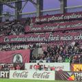 Mesajul afișat la peluza sudică de pe Giulești  în startul meciului Rapid - CFR Cluj/ Foto: GSP