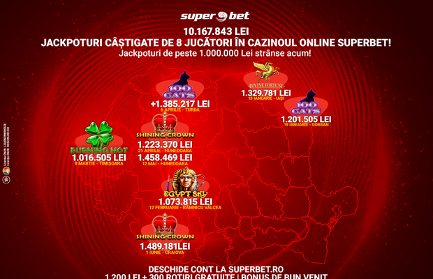 O gălăgie de jackpoturi la Superbet.ro! Peste 10 milioane de lei plătite!