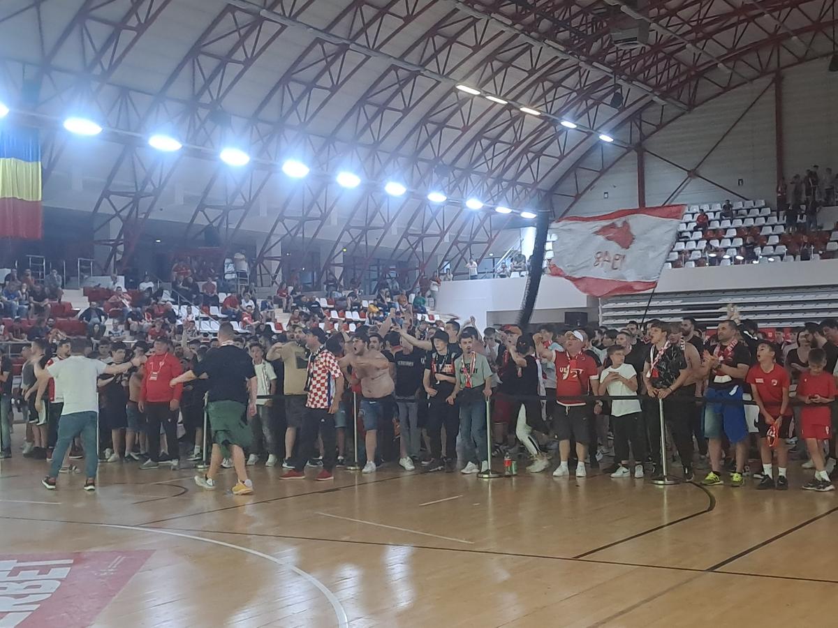 Fanii „câinilor” urmăresc FC Argeș - Dinamo în sala din Ștefan cel Mare