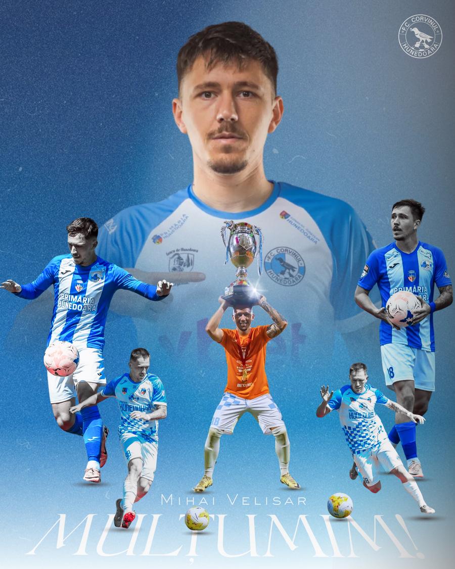 Mihai Velisar, pus pe liber de Corvinul Hunedoara // FOTO: Facebook Despărțire în prag de Superliga » Corvinul l-a pus pe liber după 3 ani!