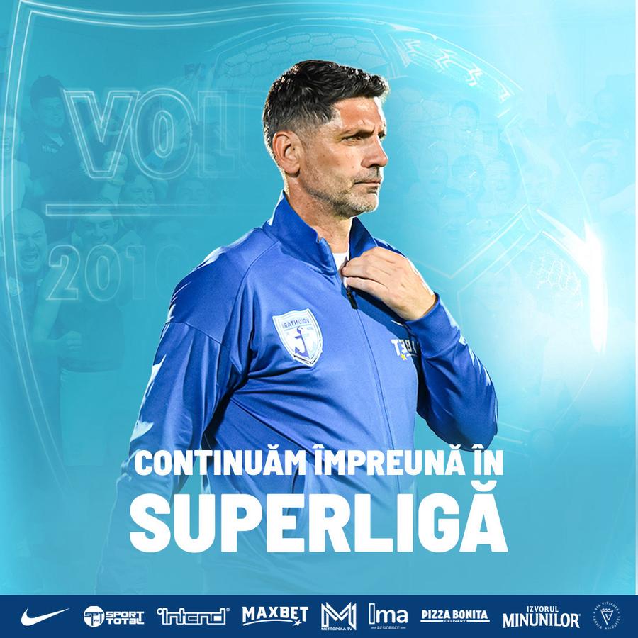 Florin Pîrvu continuă la FC Voluntari // Sursă Foto: Facebook @FC Voluntari FC Voluntari a confirmat antrenorul pentru sezonul viitor: „Mult succes, Mister!”