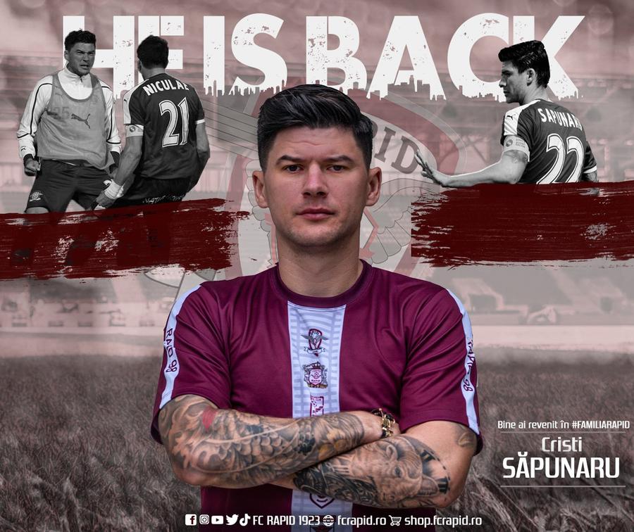 Cristi Săpunaru a revenit la Rapid // FOTO: facebook.com/FCRapid1923oficial/ Rapid a anunțat transferul așteptat de toți fanii echipei! Prima reacție: „Sunt fericit că pot juca la clubul pe care îl iubesc”
