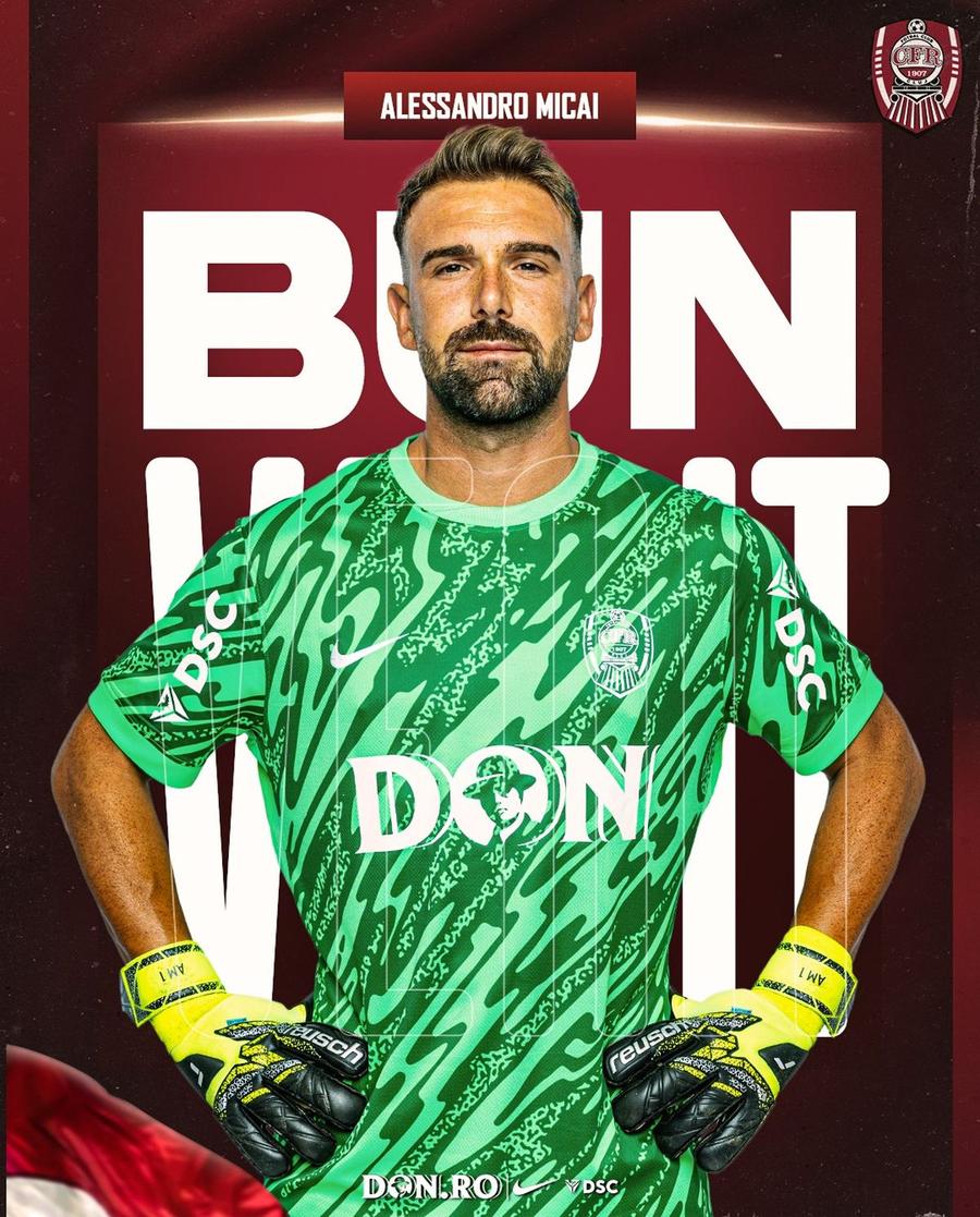 Alessandro Micai/ foto: Facebook @Fotbal Club CFR 1907 CLUJ CFR Cluj a anunțat transferul » Jucătorul cu 278 de meciuri în Serie B a semnat