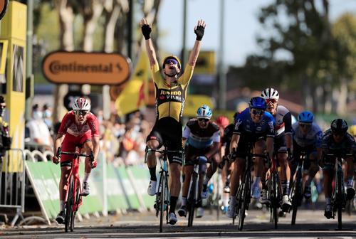 Wout van Aert și bucuria sa de la final FOTO Reuters