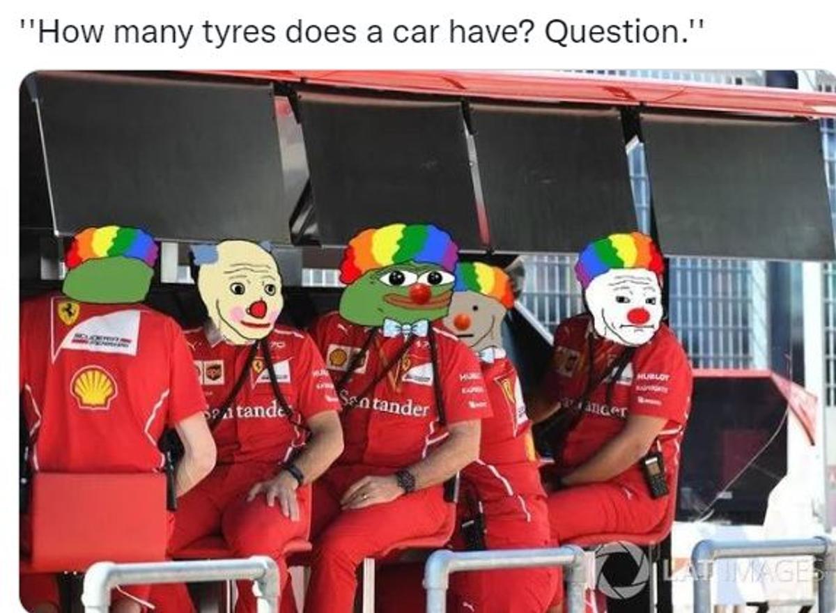 „CLOVNILOR!” » Val de meme necruțătoare după ce mecanicii Ferrari au ieșit cu 3 roți în loc de 4 la oprirea lui Carlos Sainz