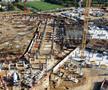 Imagini din dronă cu șantierul stadionului „Nicolae Dobrin”, la începutul lui septembrie 2026