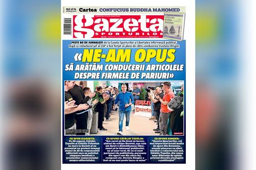 Coperta numărului 234 din anul 100 de existență al Gazetei Sporturilor, ziar fondat în 1924