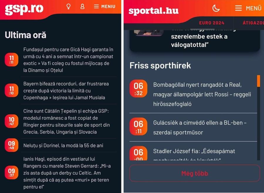 Zona de „Ultima oră” de pe GSP și cea de pe Sportal Ungaria Cine sunt Cătălin Țepelin și echipa GSP: modelul românesc a fost copiat de Ringier pentru siteurile sale de sport din Grecia, Serbia, Ungaria, Slovacia, Kenya, Uganda și Nigeria
