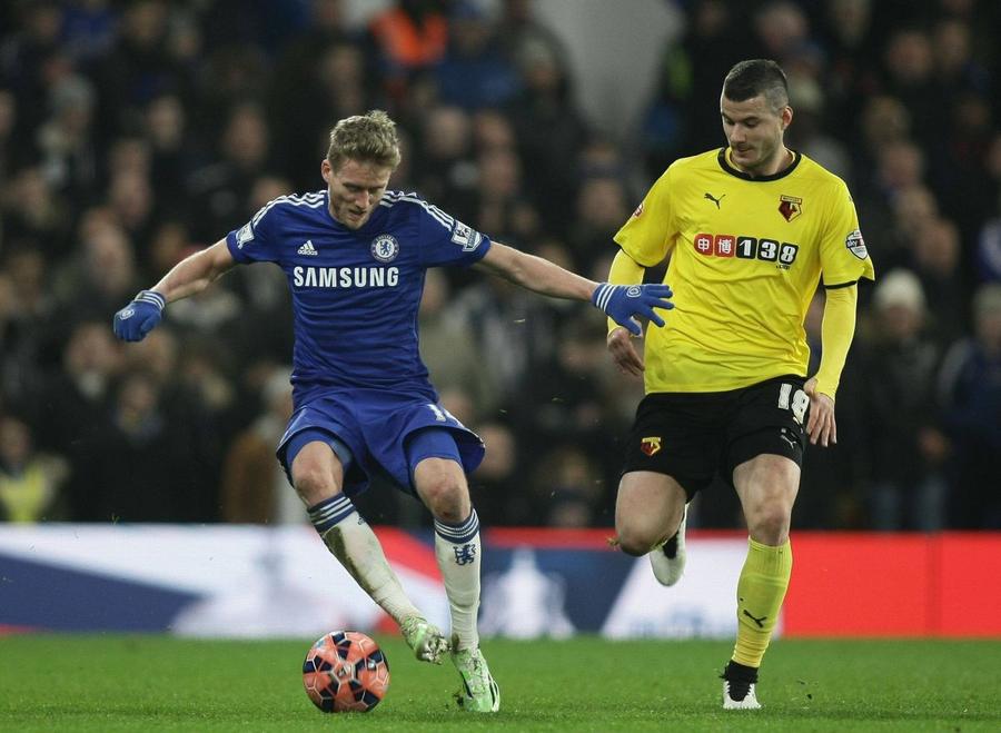 Andre Schurrle, într-un meci jucat în tricoul lui Chelsea cu Watford, din FA Cup în ianuarie 2015 / Foto: Imago Fostul fotbalist campion mondial șochează în noua lui carieră » Concurează alături de 99 de rivali în „Last Soul Ultra”!