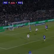Cum a înscris Dennis Man primul gol pentru PSV / FOTO: Captură TV@Prima Sport 3