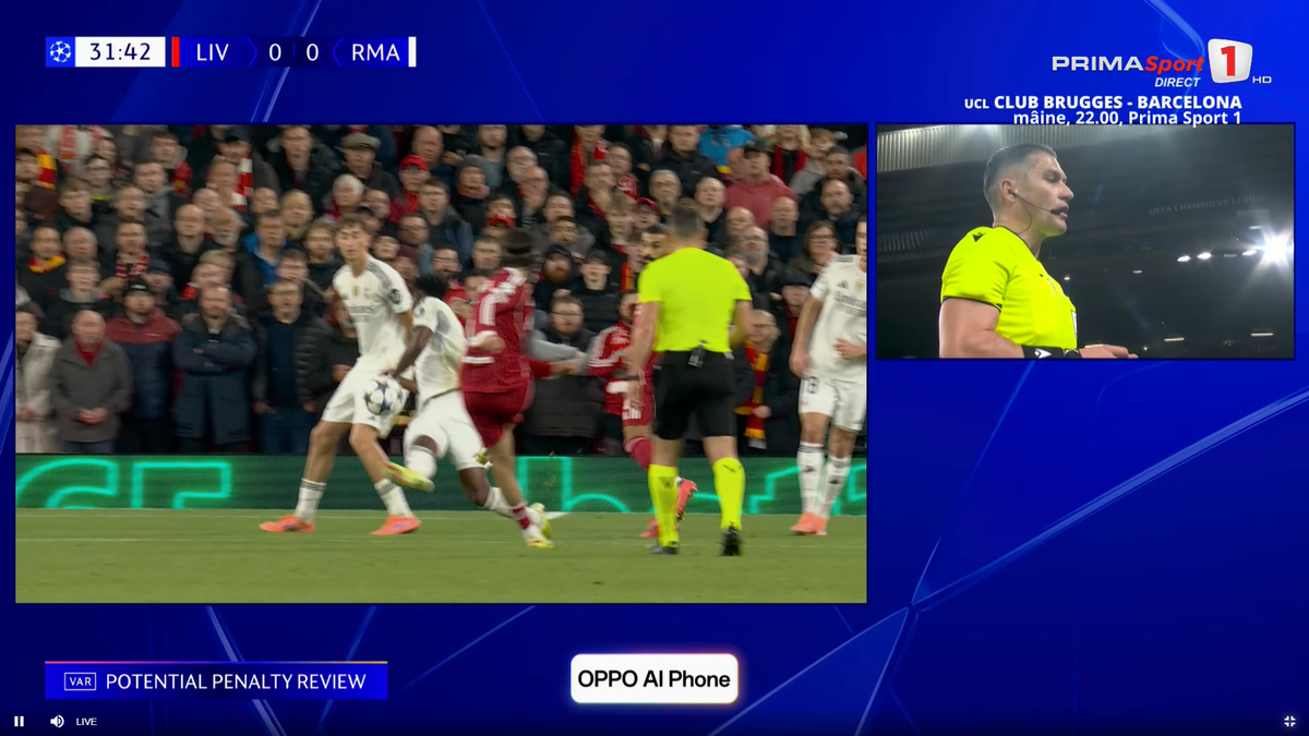 Mingea atinsă cu mâna de Tchouameni în Liverpool - Real Madrid
