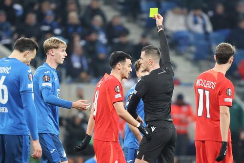 Arbitrul Juxhin Xhaja la meciul dintre Hoffenheim și FCSB / Imago Images