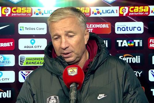 CFR Cluj a învins-o pe Chindia Târgoviște, scor 2-0. Dan Petrescu (54 de ani), antrenorul campioanei, i-a remarcat pe cei doi marcatori, Denis Kolinger și Cristi Manea.