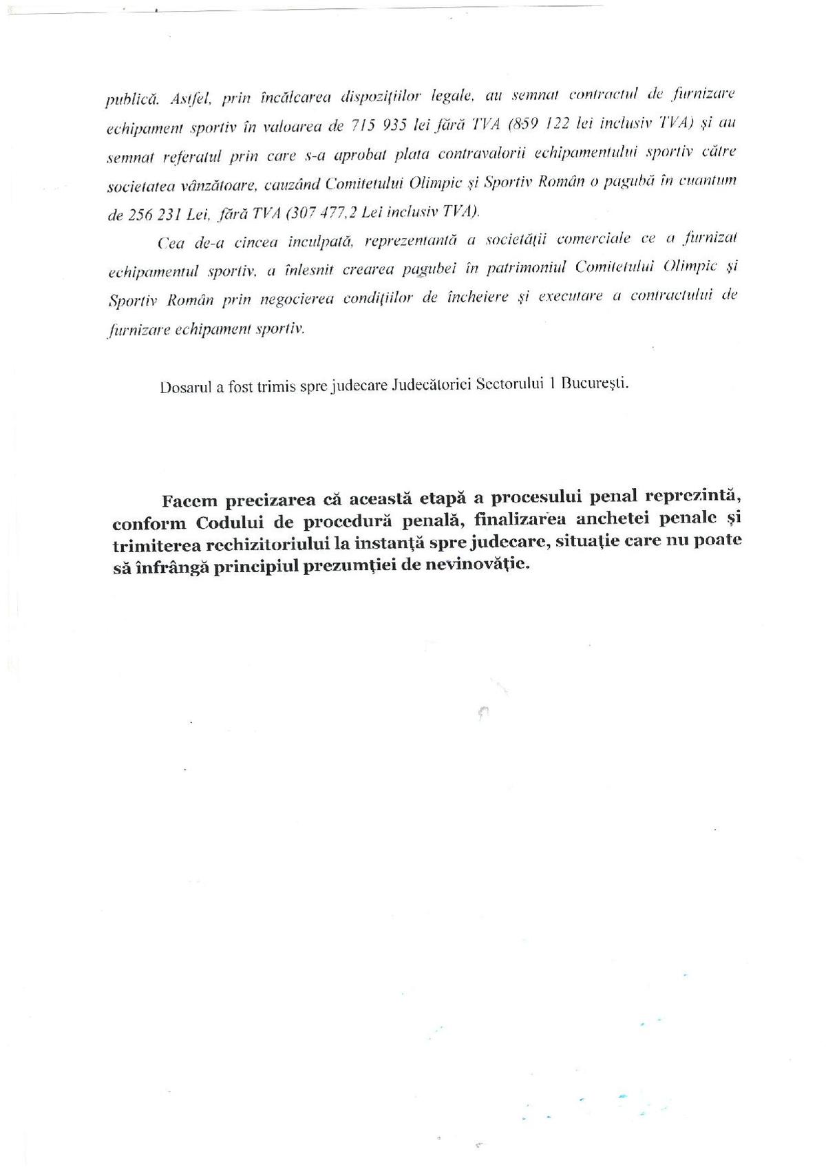 Parchetul, comunicat oficial legat de trimiterea în judecată a lotului COSR după investigația GSP » Cât este prejudiciul calculat și cine e afacerista inculpată