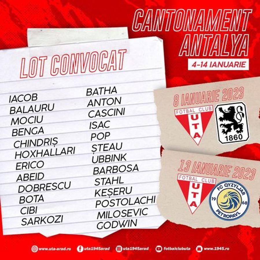 UTA, fără Wesley Jobello în cantonamentul din Antalya! Propunerea făcută lui Keșeru