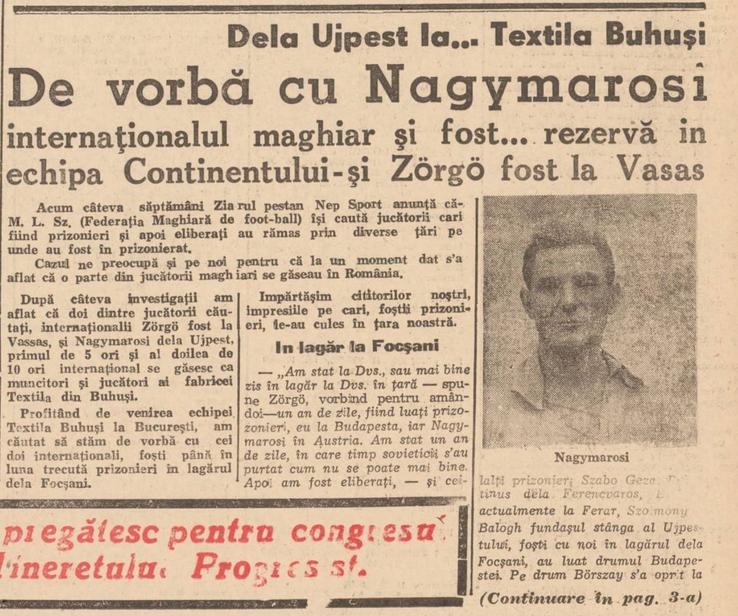 Un interviu cu Nagymarosi și Zorgo, luat chiar înaintea meciului cu Ciocanul FOTO: Captură „Sportul Popular”