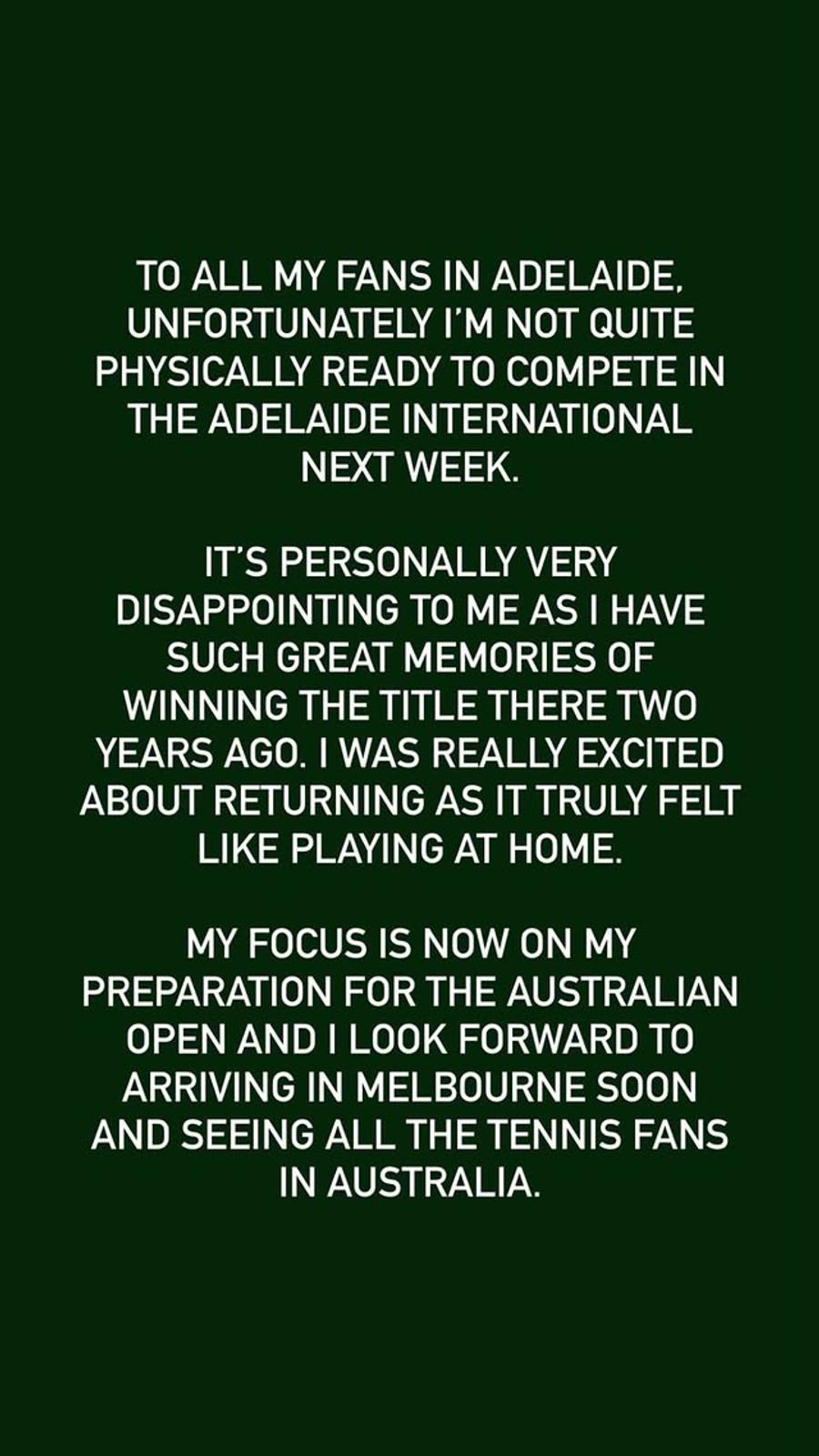 Mesajul postat de Novak Djokovic pe Instagram Novak Djokovic s-a retras de la turneul din Australia » Care este motivul