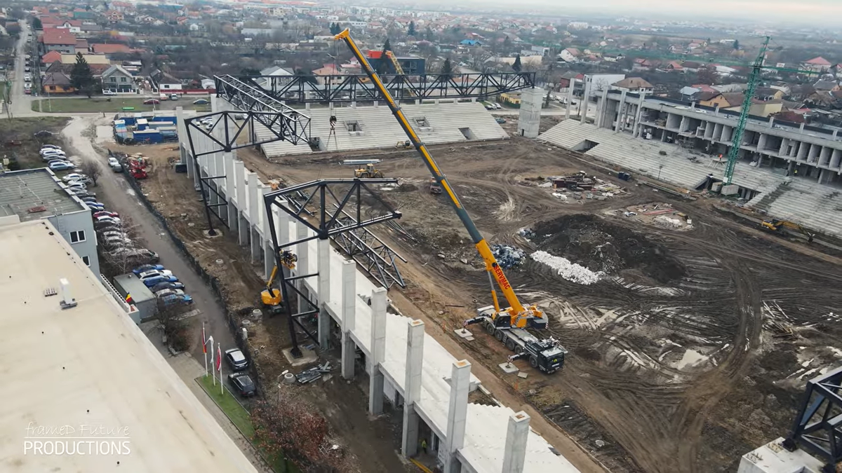 Prinde contur » Imagini la zi cu primul stadion din România care se va inaugura în 2026