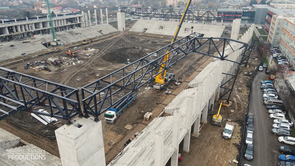 Prinde contur » Imagini la zi cu primul stadion din România care se va inaugura în 2026