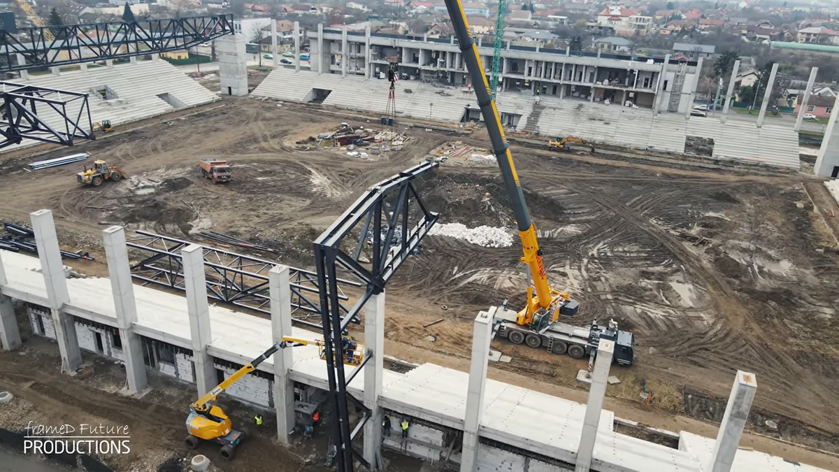 Prinde contur » Imagini la zi cu primul stadion din România care se va inaugura în 2026