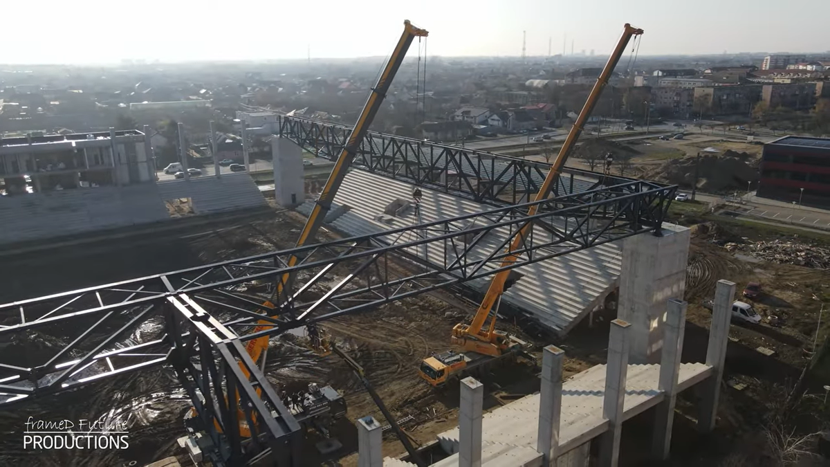 Prinde contur » Imagini la zi cu primul stadion din România care se va inaugura în 2026