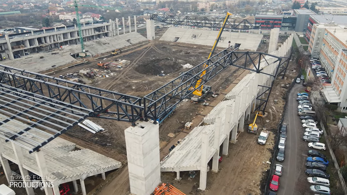 Prinde contur » Imagini la zi cu primul stadion din România care se va inaugura în 2026