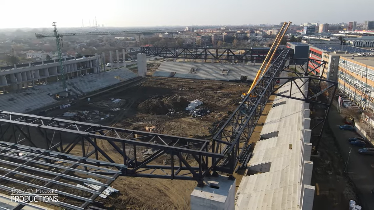 Prinde contur » Imagini la zi cu primul stadion din România care se va inaugura în 2026