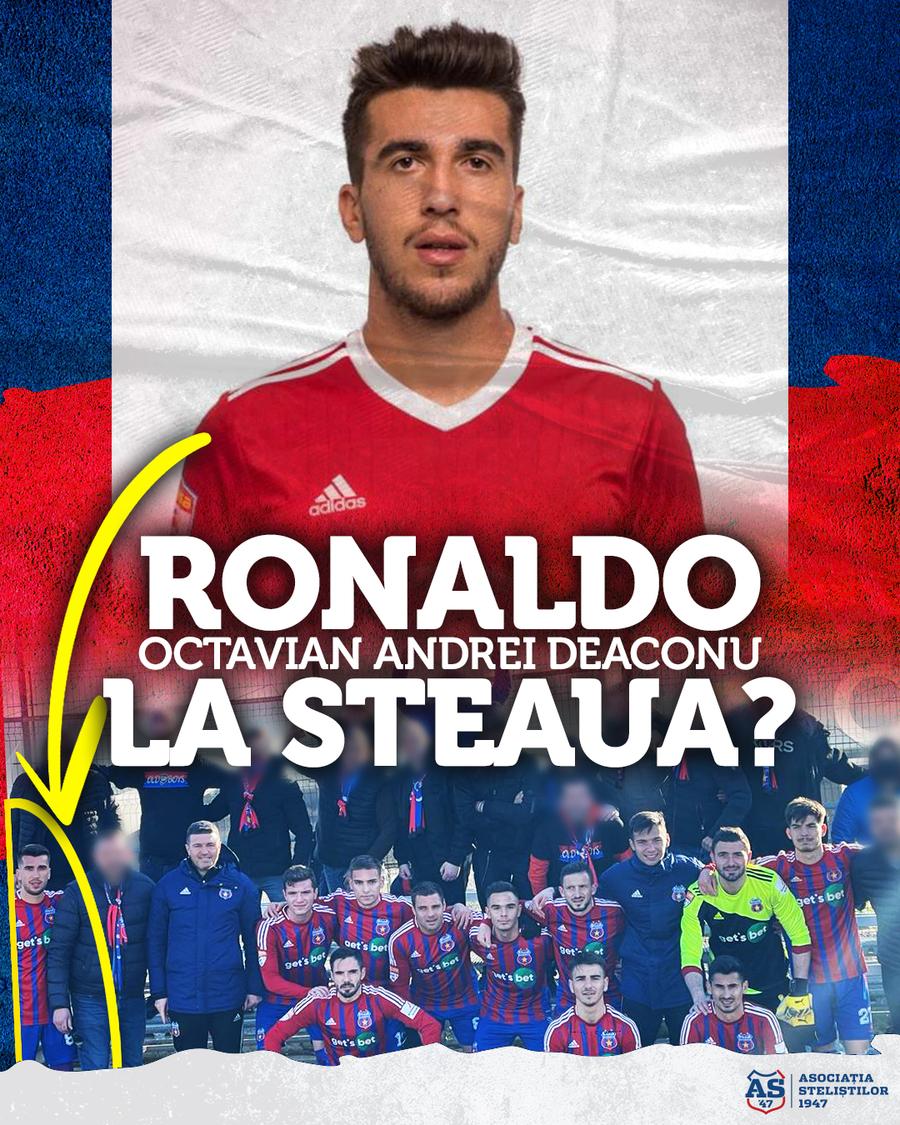foto: Facebook @ AS47 Ronaldo Deaconu, în roș-albastru! Trimis pe teren de Oprița în Steaua - Farul II