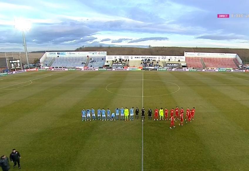 Meciul dintre FC Voluntari și FC Hermannstadt, din runda cu numărul 24 a Superligii, a strâns 247 de spectatori în tribunele arenei „Anghel Iordănescu” / FOTO: Captură TV @Digi Sport 1