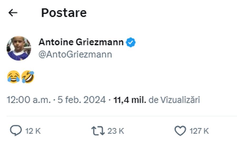 Ce a vrut să spună? Griezmann, postare enigmatică după ce Atletico a încurcat-o pe Real Madrid