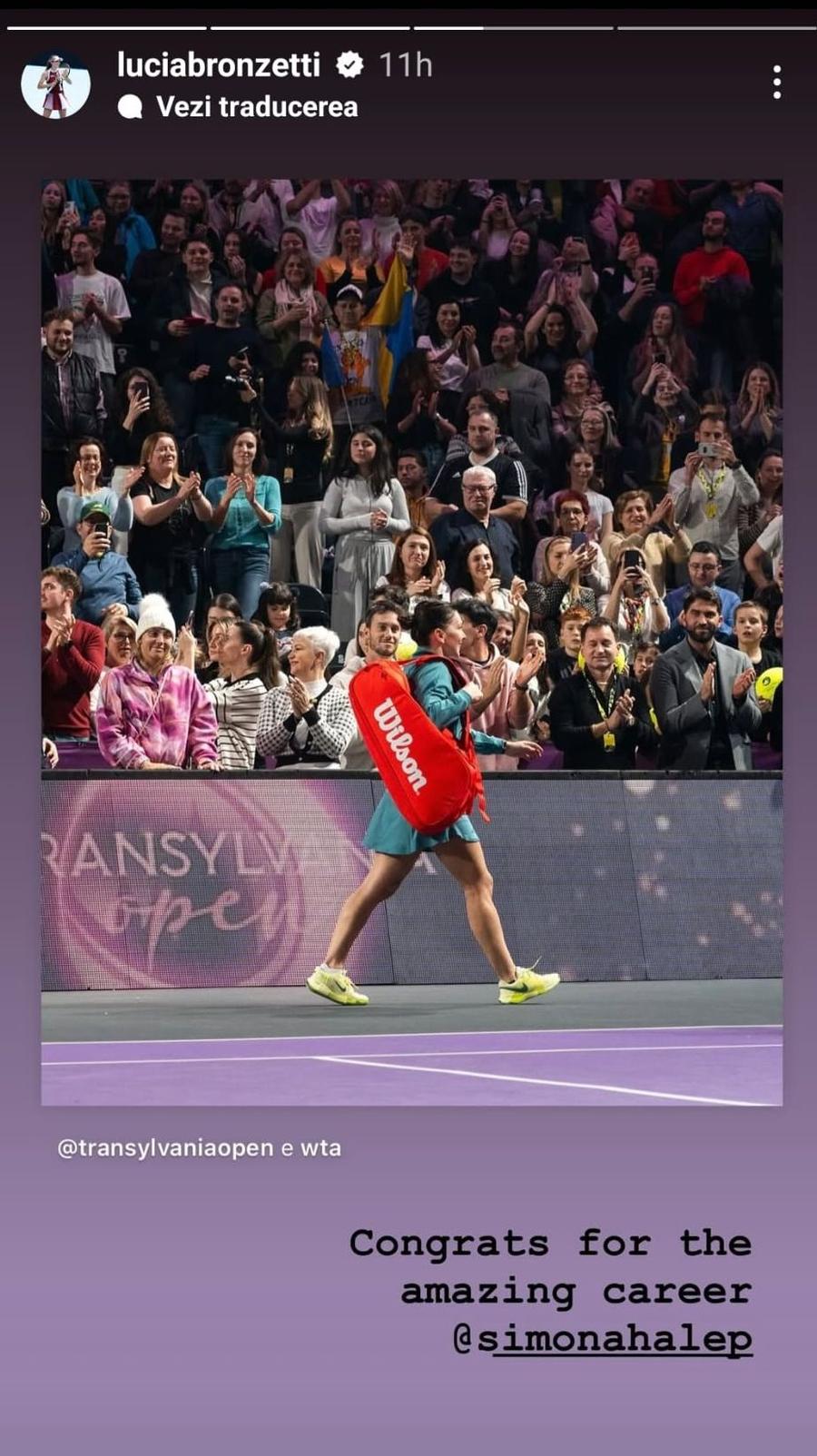 Mesaj Lucia Bronzetti, ultima adversară din cariera Simonei Halep Toate reacțiile după retragerea Simonei Halep » Lumea sportului, omagiu pentru marea campioană a României