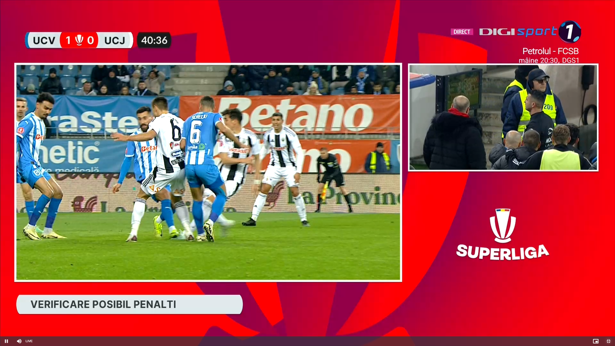 Iulian Călin n-a văzut nimic în Universitatea Craiova - U Cluj! Două penalty-uri evidente ratate: Cârțu l-a înfruntat la pauză