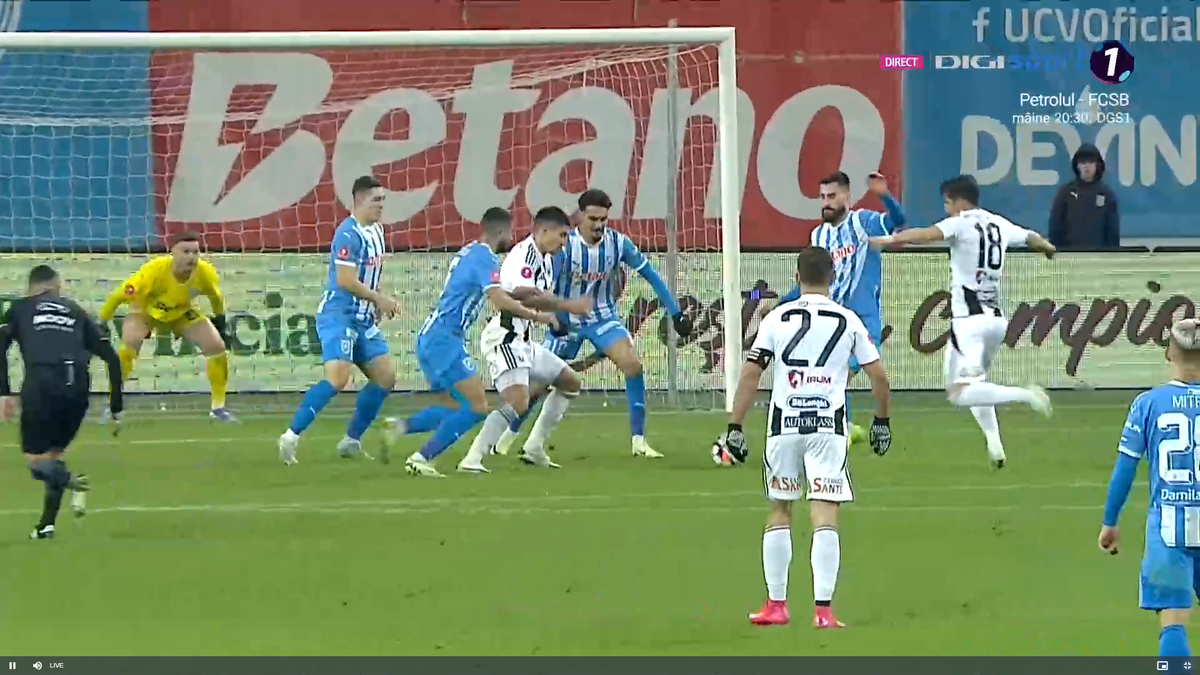 Penalty-urile din prima repriză a meciului U Craiova - U Cluj
