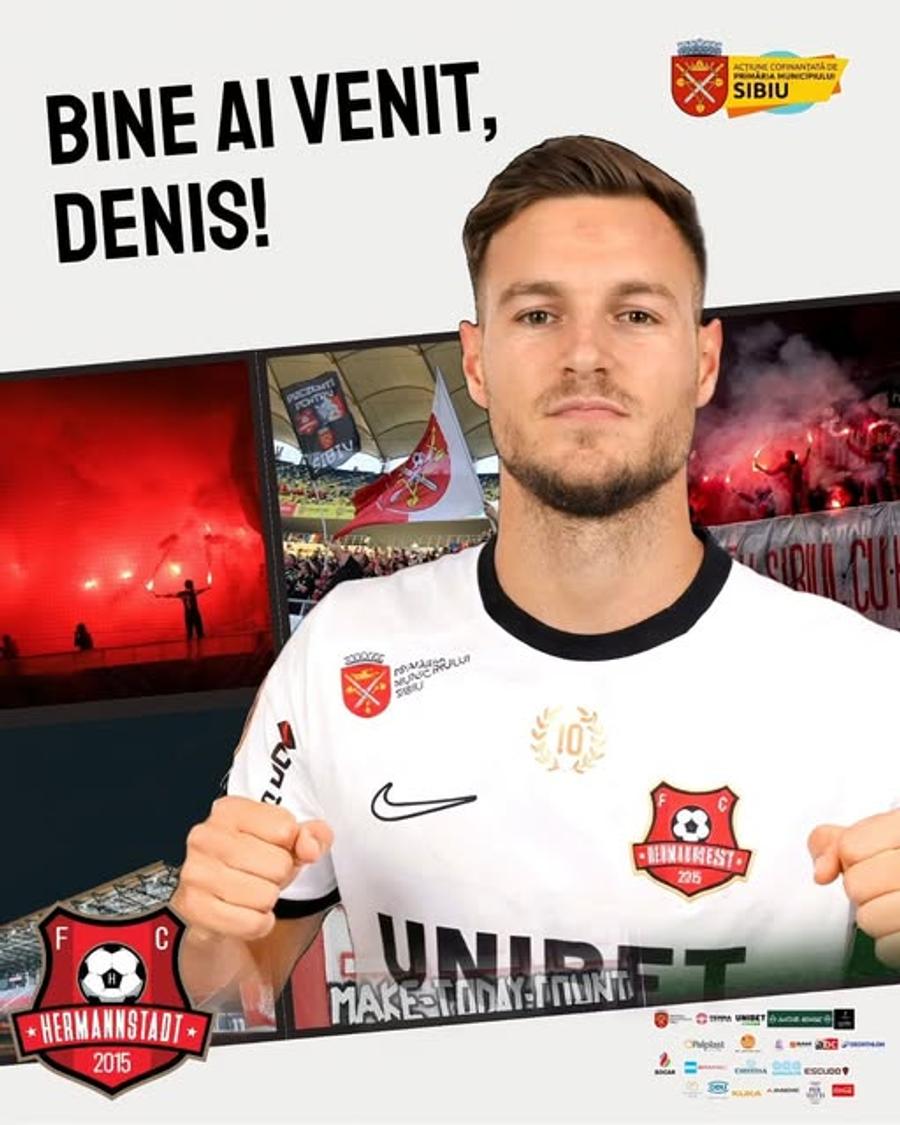 Dennis Politic, prezentat oficial la Hermannstadt / Foto: Facebook Dennis Politic, după debutul cu pasă de gol la Hermannstadt: „Nu am jucat cât mi-aș fi dorit”