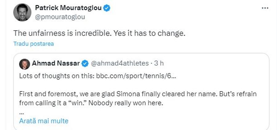 Patrick Mouratoglou, doar 9 cuvinte, fără să pronunțe numele Simonei: „Asta trebuie să se schimbe!” + a revenit ulterior