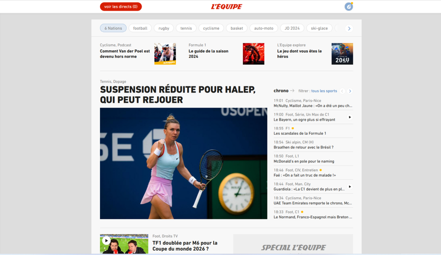 Presa internațională vuiește după victoria Simonei Halep » L'Equipe, atenție specială pentru româncă