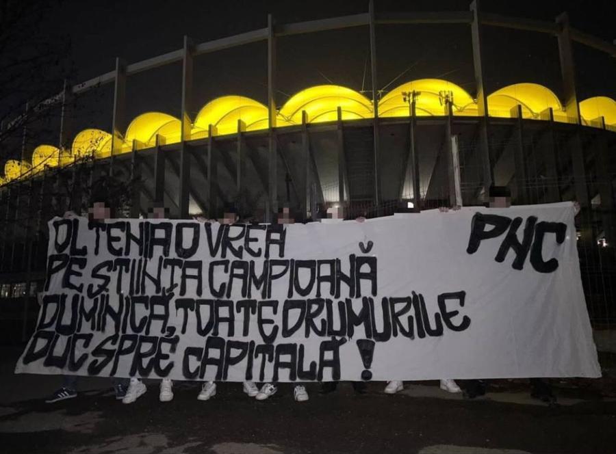 Fanii Universității Craiova au venit la Arena Națională înainte de FCSB - Lyon: mesajul afișat
