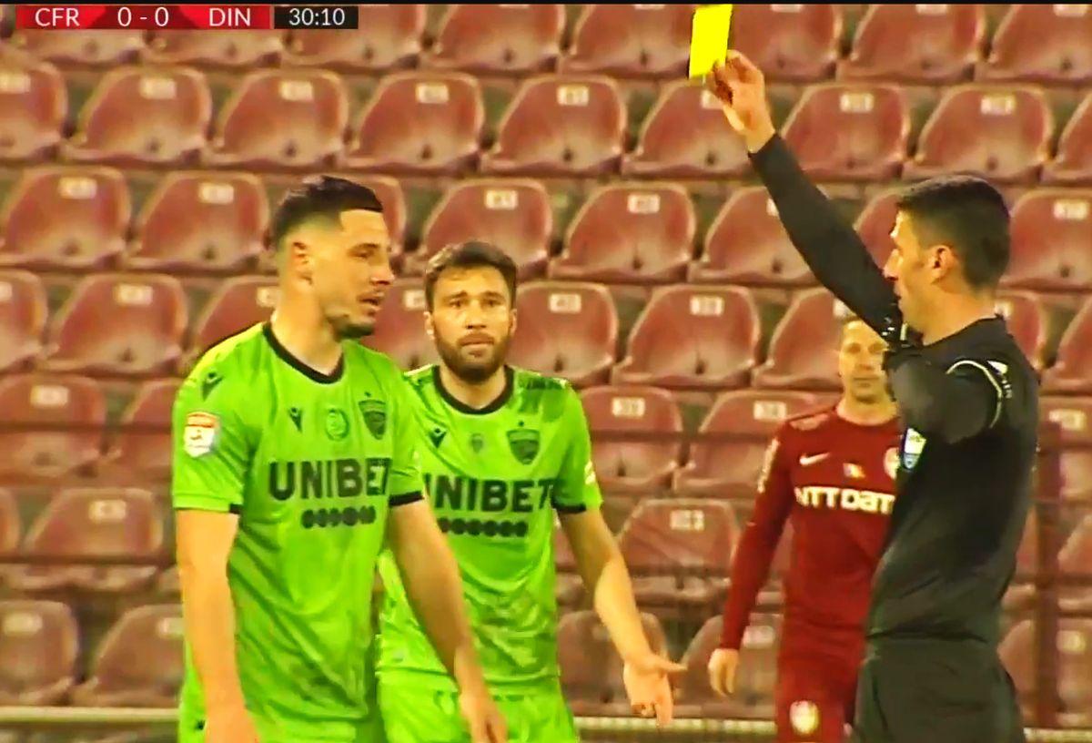 CFR - Dinamo, „roșii” Anton și Bejan / FOTO: Captură @Telekom Sport 1