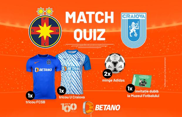 Te simți inspirat? Răspunde gratuit la 5 întrebări despre FCSB - U Craiova și câștigă tricouri oficiale și alte premii!