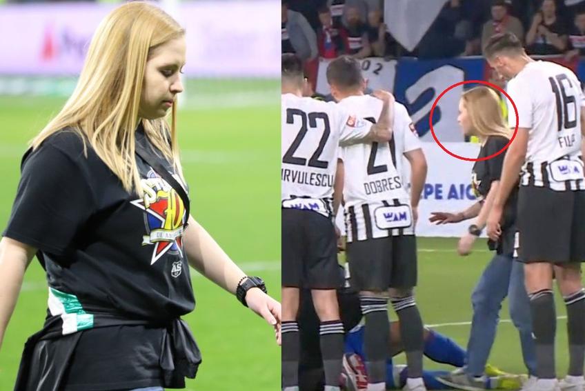 Studenta Rebeca a sărit din peluză pentru a-i acorda primul ajutor lui Wallace da Silva / Sursă foto: Steaua București