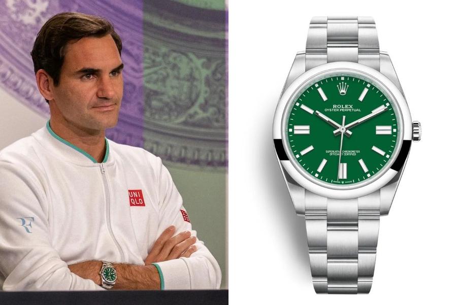 Roger Federer purtând model Perpetual Green Roger Federer și detaliul de 23.000 de dolari care a impresionat la Met Gala