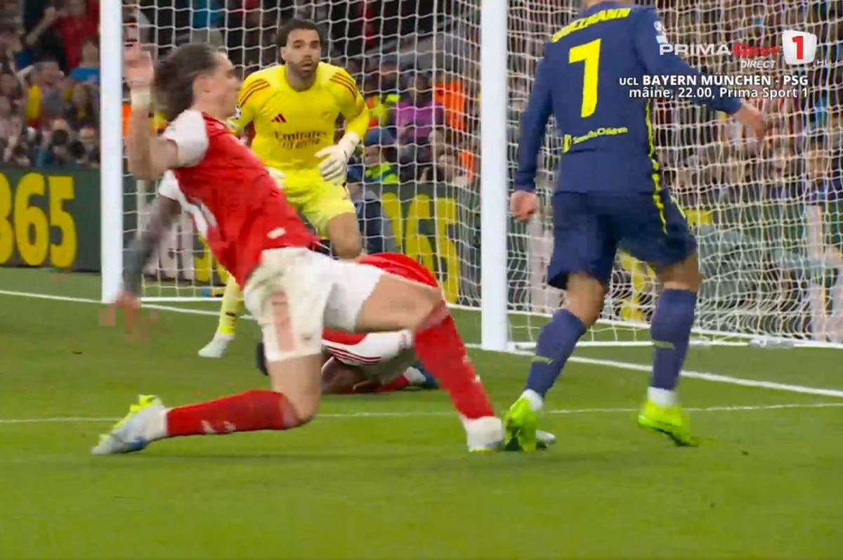 Spaniolii au răbufnit după cea mai controversată fază din semifinala Arsenal - Atletico Madrid: „Faultul este evident”