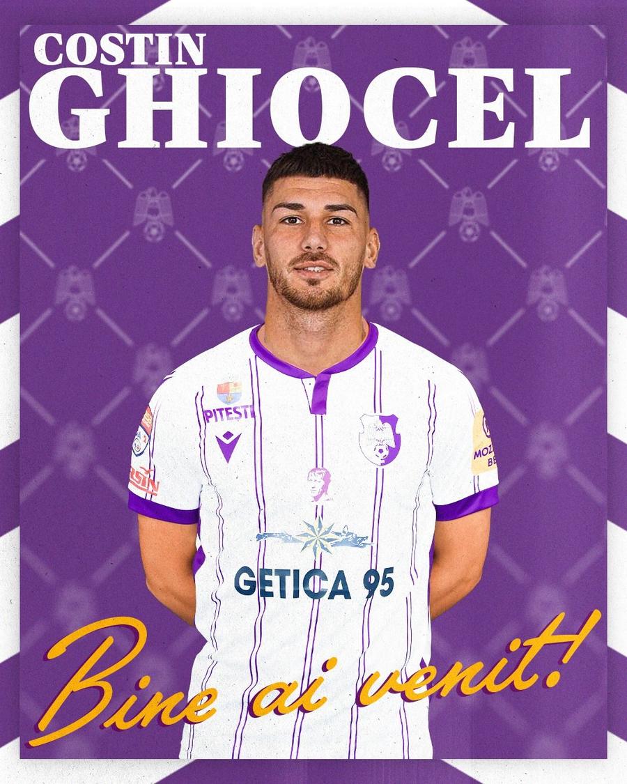 Costin Ghiocel, prezentat oficial la FC Argeș, foto: Facebook Fotbal Club Argeș Pitești Jucătorul dat afară de Dorinel Munteanu a ajuns în Liga 2! Încă un transfer pentru Coman și Dică la FC Argeș